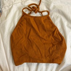 Open back halter crop top